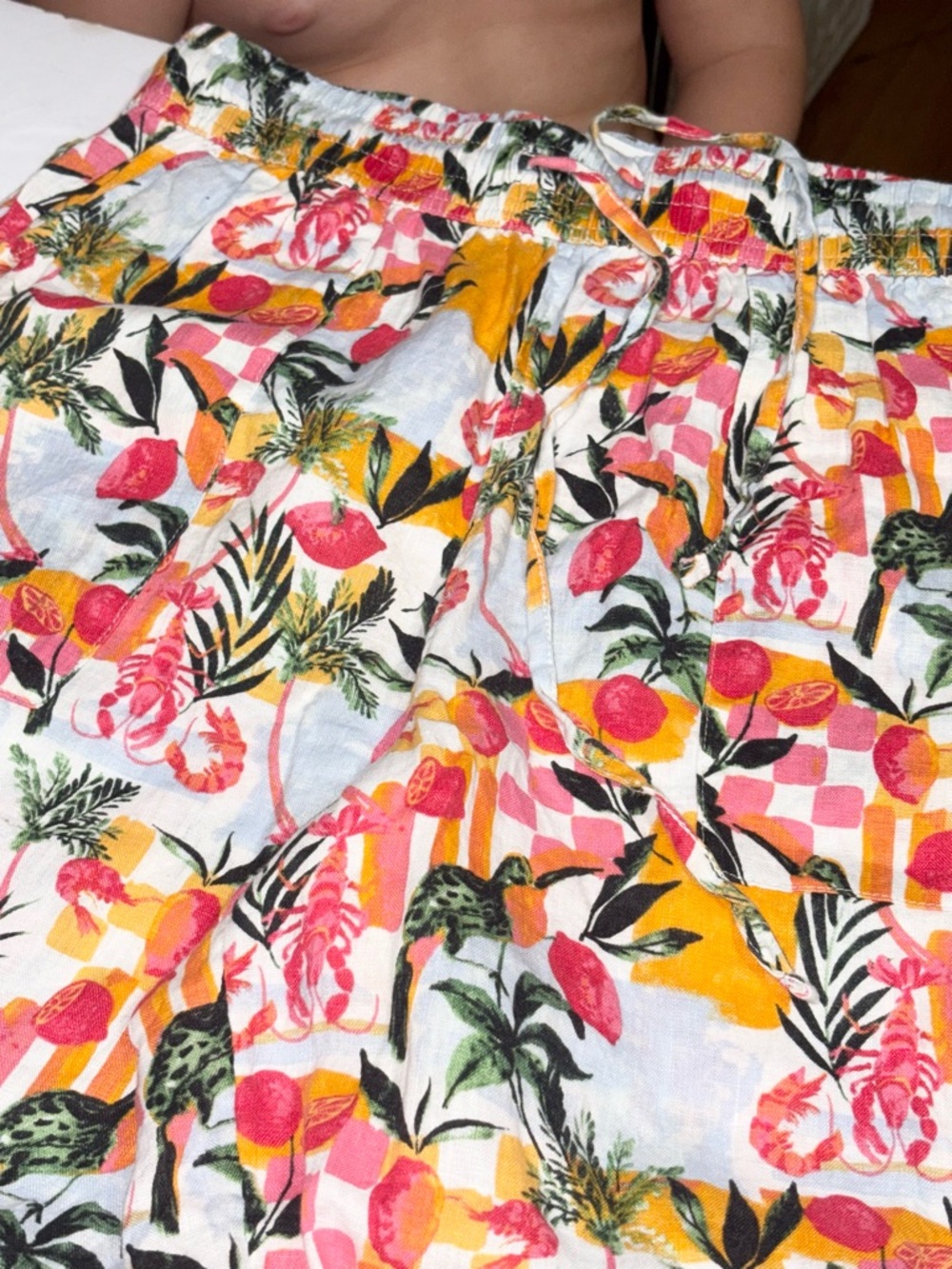 C&C California 100% linen wide-leg tropical linen pants medium - Picture 6 of 12